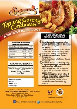 Bungkusan Tepung Goreng Cendawan keluaran Sinar Syukrawie.